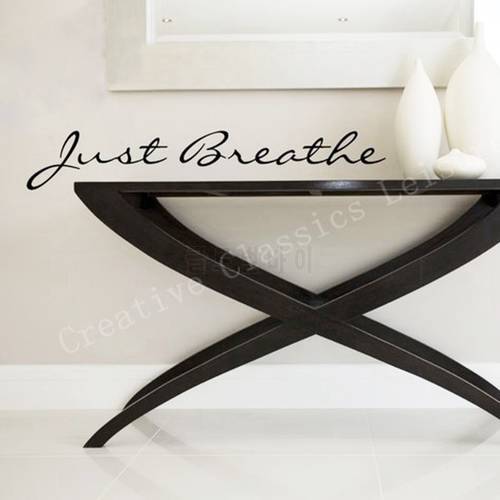Just Breathe vinyl Wall decal ,Vinyl Lettering words graphics bathroom wall decor motivation decal ,F2080