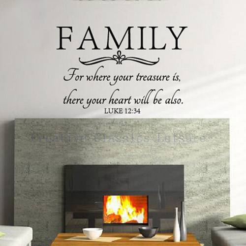 Free shipping Family wall quote Bible Wall Decal Stickers - Where Your Treasure Is ,There Your Heart Will Be