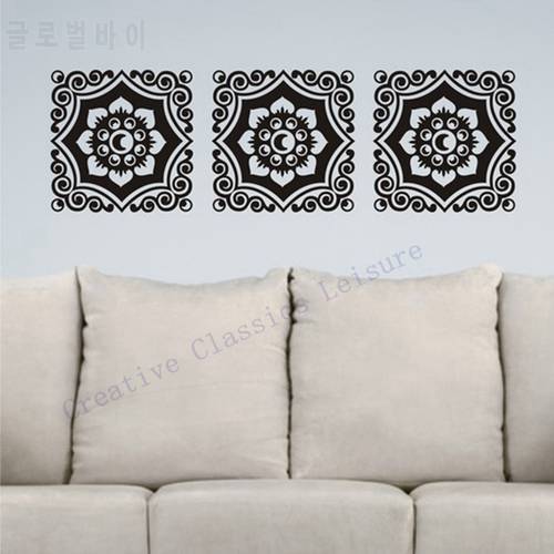 Free Shipping Floral Damask Wall Decal Motif Trio, Vinyl Graphic Damask Wall Art Sticker Home Decoration