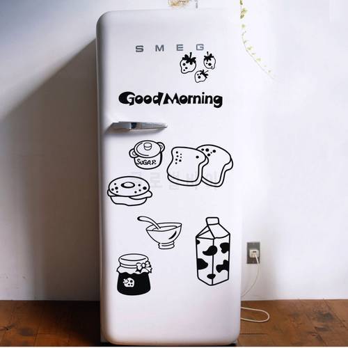 Good morning breakfast combination wall decals Warm family dining room kitchen fridge decorative wall stickers