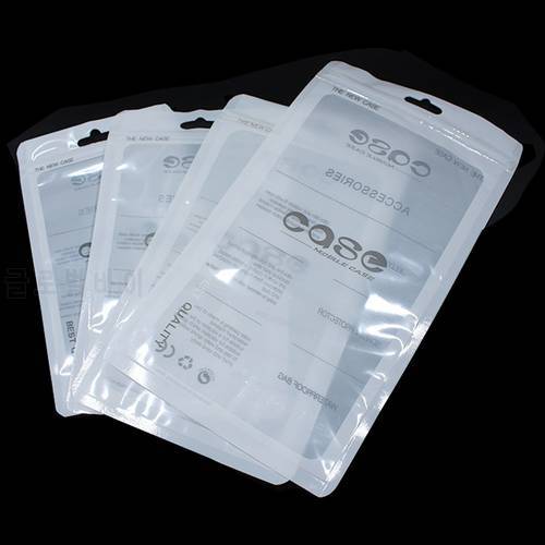 200pcs/Lot White/Clear Plastic 4 Sizes Zip Lock Package Pouches For Mobile Phone Case Storage Poly Packaging Bag With Hang Hole
