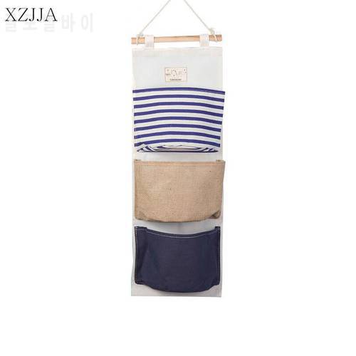 XZJJA Multilayer Hanging Organizers Navy Digital Kitchen Bathroom Sundries Storage Bag Wall Door Wardrobe Hang Bag 3 Pockets