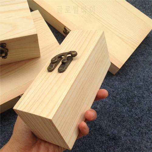 New Arrival zakka Paulownia Wood Small Wooden Box With Lid and Lock Jewerally Storage Box Wedding Table Gift Box 14*7.5*5cm