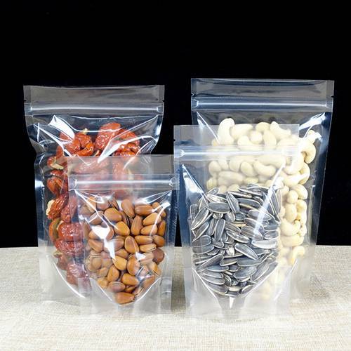 200pcs/ Lot Plastic Stand Up Zipper Matte Clear/ Clear Food Storage Bag Reclosable Zip Lock Doypack Package Pouches Packed Bag
