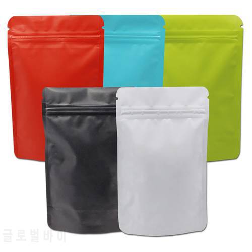 100Pcs 15*23cm Stand Up Matte Mylar Bag Heat Sealable Zip Lock Pouch Doypack Pure Aluminum Foil Bags Coffee Package Metallic Bag