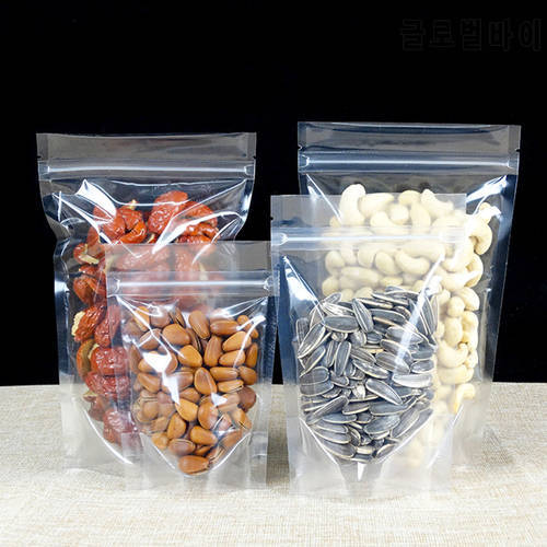 12x20cm 100Pcs/ Lot Stand Up Clear Plastic Zipper Packing Packet For Food Coffee Tea Storage Doypack Zipper Heat Seal Pack Bag