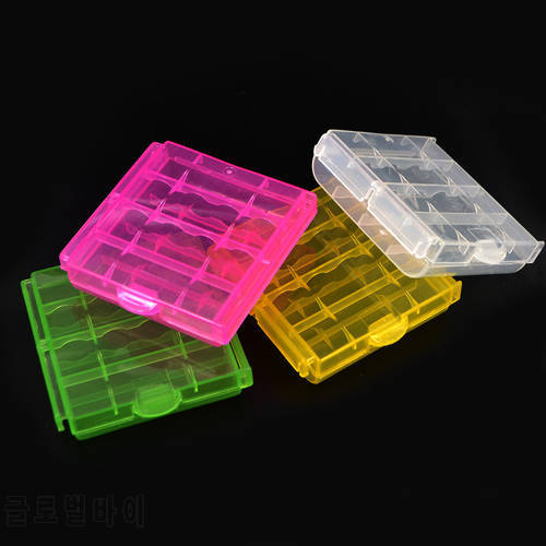 AA / AAA Battery Storage Box Plastic Transparent Colorful Battery Case Cover Holder