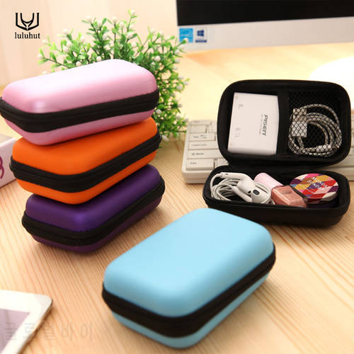 luluhut anti press hard storage box case for earphones headphone SD card zipper carrying bag for ear buds usb cable organizer
