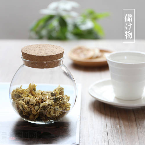 Free ShippingHigh temperature glass seal pot Clear glass storage jar with Wooden lid Green Tea Seal Pot Kitchenroom Storage Box