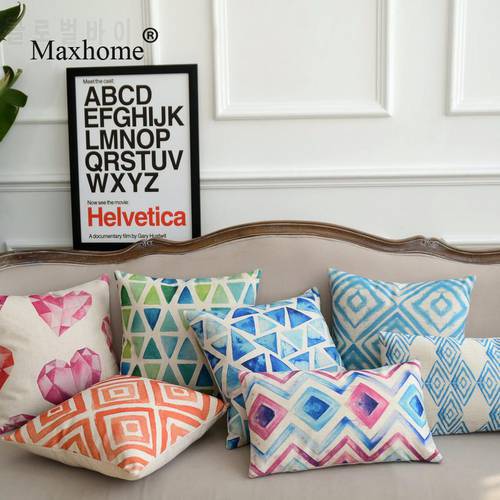 Watercolor Pillow Nordic Simple Abstract Geometric Digital Printed Pillowcase Home Decor Sofa Throw Pillows Almofadas 18 Inches