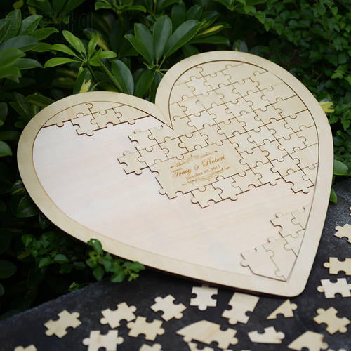 Customs Personalised Puzzle Heart Shaped wedding guestbook alternative hanging heart Puzzle Wedding guest book hearts
