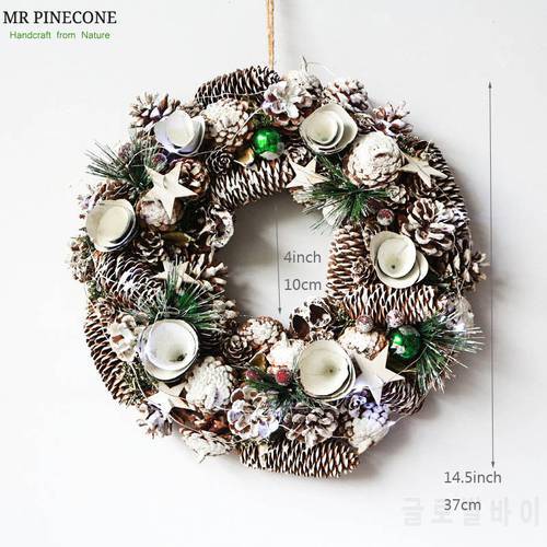 2020 Craft Kit Door Wreath Christmas Wreaths Dried Flowers DIY Kit Xmas New Year Decor White Wreath Pine Cones Winter