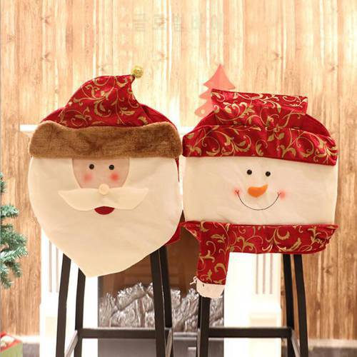 1pcs/lot Christmas Ornaments Chair Cloth Cover Santa Claus Elk Snowman Festival Supplies Chairs Hood For Home Decoration