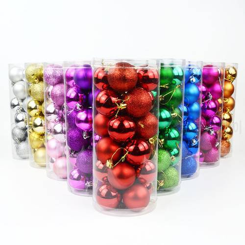 24pcs/ 4cm Christmas Ball Decor Tree Toy Bauble Hanging Xmas Party Ornament decorations for decorate Home New Year Garnish