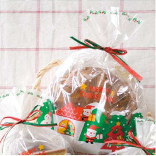 Free shipping Christmas cute transparent Santa Claus gift package bag candy/cookie/biscuit/gift packing bags supply