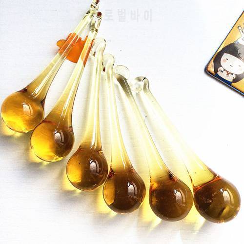 Free Jump Rings 20pcs/lot 20x80mm Glass Yellow chandelier RainPendant Hanging Parts For Wedding Christmas Tree Decoration