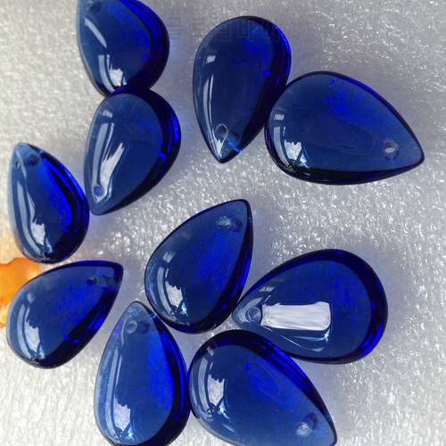 30pcs/lot Wholesale price 22*18mm Nice Crystal Blue Glass Smooth Water Pendants DIY Christmas tree Decor home wedding