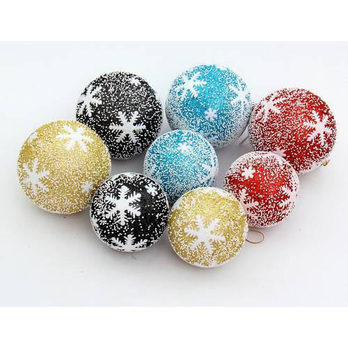 5pcs 8cm Red/Gold/Black/Blue Round Snowflake Snowing Ball Pendant For Christmas Party Holiday Tree Venue Hanging Decoration Hot
