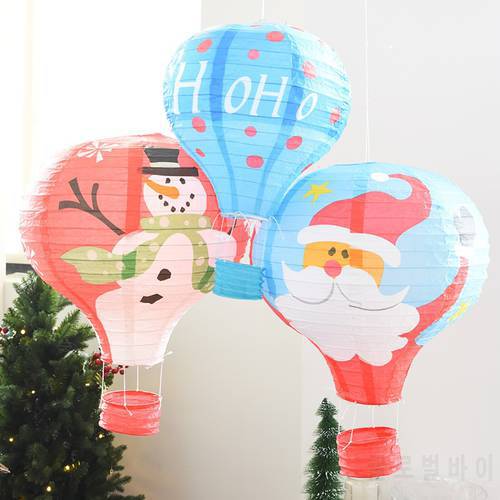 HAOCHU 2Pcs 12&39&39 16&39&39 Paper Lantern Santa Claus Print Hot Air Balloon Hanging Christmas New Year Party Decoration