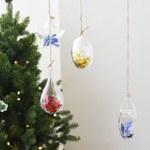 Multi-shape New PS Clear Christmas ball decorations Xmas Tree ornaments Transparent hanging ball wedding party decoration