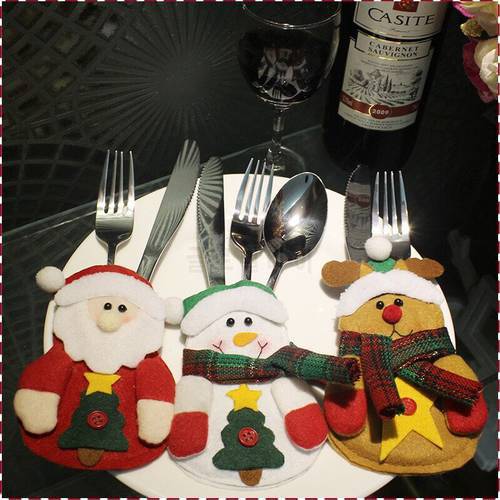 12 Pieces Lovely Snowman Silveware Holders Pockets Knifes Folk Bag Christmas Table Decoration Dinner Cutlery Sets 10*13cm