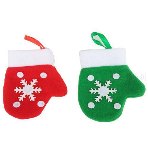 12 Pcs / Lot Mini gloves Hangings Ornament Decor Pendants Christmas Tree Baubles Santa Tree Decoration xmas stocking Gift natal