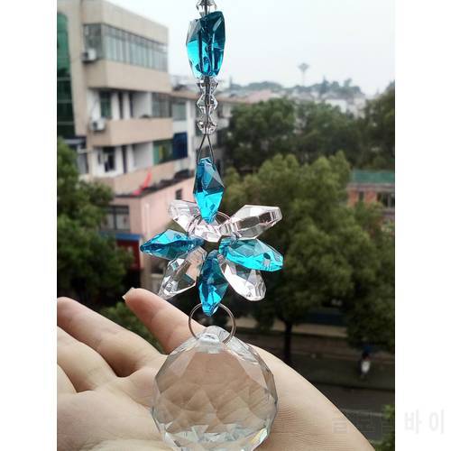 DIY Artificial make hand crystal glass chandelier parts pendant Aqua Butterfly Suncatcher Wedding Decoration craft hang