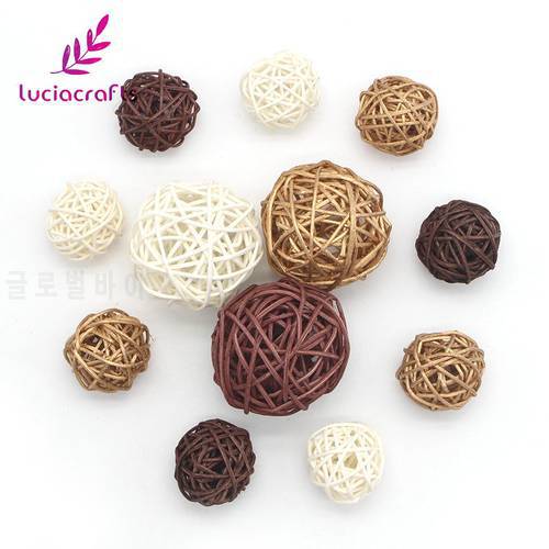 Lucia crafts 12pcs/lot 3-5cm Mixed 3 Colors Wicker Vintage Sepak Takraw Ball DIY Home Decoration Accessories M0401