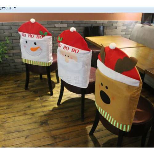 New Hot Toys New Year Christmas table decoration chair covers articles Snowman Santa Claus Bear hats craft supplies indoor home