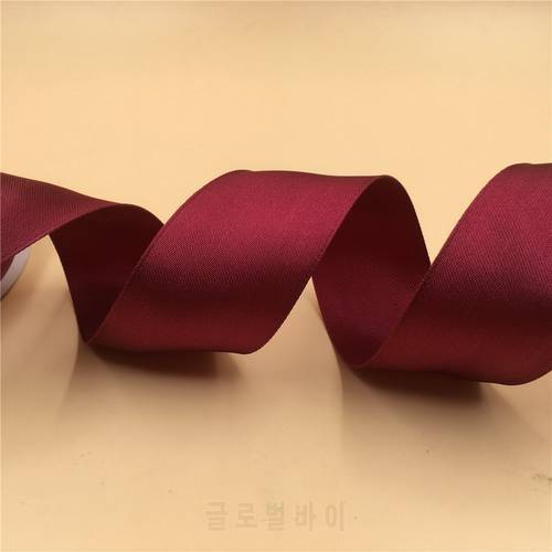 38MM X 25yards roll gift ribbon for box packaging wired edge shiny burgundy satin ribbon N2182