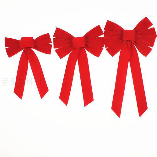 Large Bow Tie Long Christmas Bow Christmas Tree Bows Decoration Bowknot Wedding Red Flock Ribbon Christmas Decorations For Home