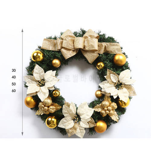 30cm diameter golden and red christmas decorative flower wreath Christmas Garland Gift for home garden and hotel
