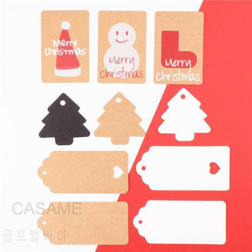 packing 50pcs Korea style cute Kraft Merry Christmas Hang tag Gift tag tags cards gifts greeting cards decoration