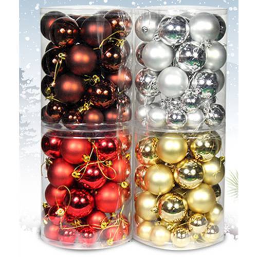 40pcs 4cm+6cm New good quality plastic christmas tree balls ornaments red sliver golden home party shop decorations suppliers