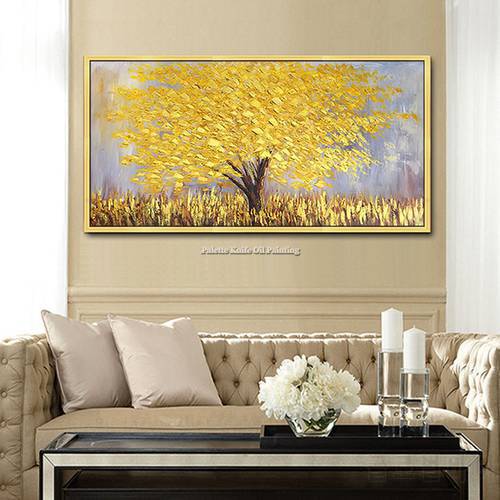 Canvas Painting Modern Hand Painted palette knife 3D texture Flower Tree Wall Pictures For Living Room home decor