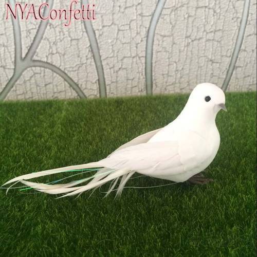 15PCS,17*4*6CM Fake White Birds Artificial Feather Foam Doves With Feet,Bird Ornaments,Dove Decoration For Wedding,Christmas