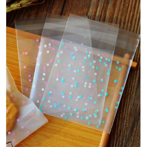 100pcs/lot 3colors 4size choose,Translucent dots Plastic cookie packaging bags cupcake wrapper self adhesive bags