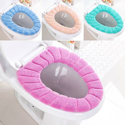 High-end Winter Warm Toilet Cushion Toilet Mat Thick Knitted Coral 100% Cotton Soft Seat Cover Set bathroom Toilet Seat Covers