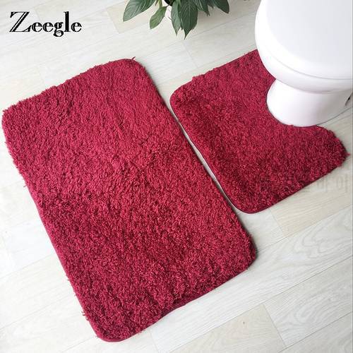 Zeegle Bathroom Mat Set Toilet Carpet Shower Floor Rug Anti-slip Rugs Toilet Bath Mat Non Slip 2pcs Bathroom Rug Set