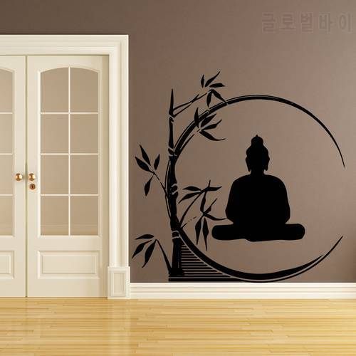 Artistic Meditating Buddha Bamboo Cartoon Wall Stickers Home Decor For Living Room Kids Room Decoration Bedroom wall decor