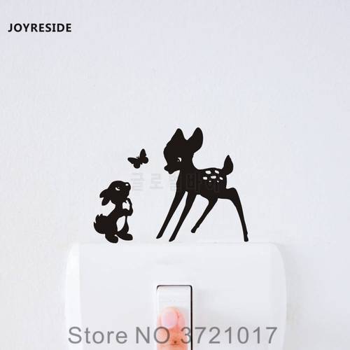 JOYRESIDE Bambi Squirrel Butterfly Funny Light Switch Small Wall Decal Vinyl Sticker Kids Room Home Decor House Decoration XY152