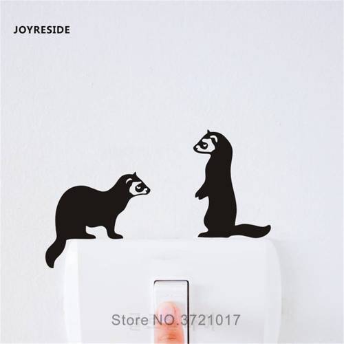 JOYRESIDE Two Ferrets Funny Light Switch Small Wall Decal Vinyl Sticker Kids Child Room Home Decor House Art Decoration XY151