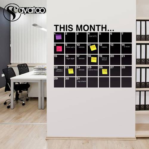 This Month Wall Calendar 2023 Monthly Planner Blackboard Wall Stickers Vinyl Decal Office Decoration Erasable Chalkboard 58x72cm