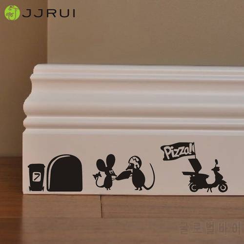 JJRUI Cute Mouse Pizza Man Love Heart funny Home Skirting Board wall art decal vinyl stickers
