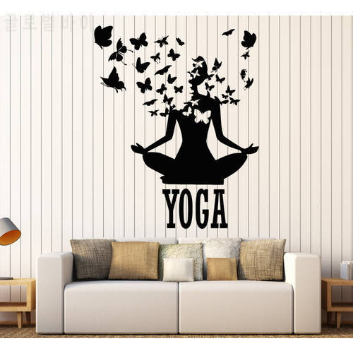 Lotus Meditation Buddhism Vinyl Wall Stickers Decor Yoga Center Pose Sticker Removable Waterproof Design Wall Decal SA240