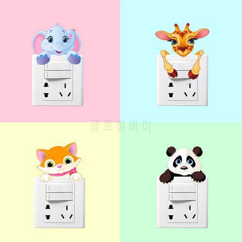 lovely elephant cat panda giraffe switch decals for kids room bedroom decor cartoon animals wall stickers diy removable sticker