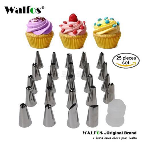 WALFOS 25Pcs/Set Large Stainless Steel Icing Piping Nozzles Pastry Tips Set Kitchen Accessories Cake Decorating Tongs