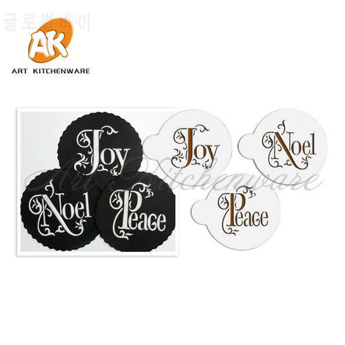 Joy Noel and Peace Cookie Stencil Set Coffee and Candy Stencils Cake Decorating Stencil Perfect Cake Design Tools Christmas