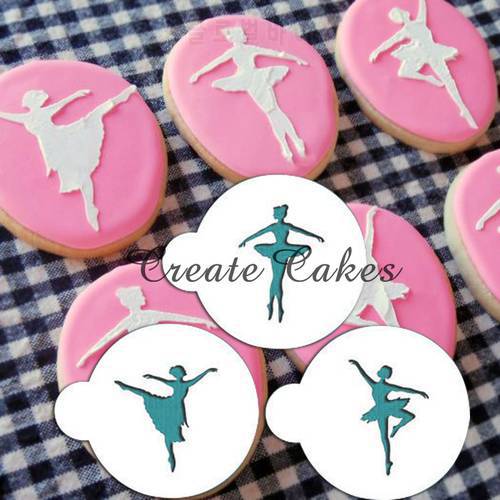 Ballerina Cookie Stencil Set, Cake Side Stencil, Plastic Cake Stencil for Decoration, Stencil Cookies ST-343