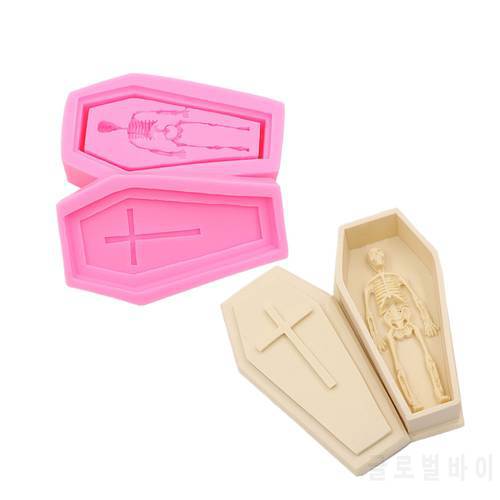 Cake Decorating Tools Halloween 3d Stereo 2 Pieces Ghost Bone Coffin Sugar Cake Mold Dessert Decoration Craft Pastry Bakeware